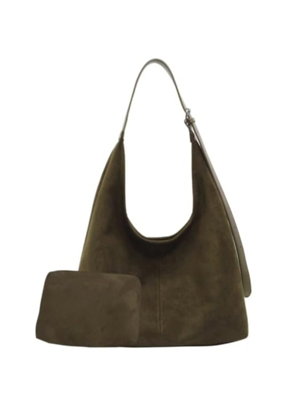 Suede Hobo Shoulder Bag Adjustable Strap Magnetic Buckle
